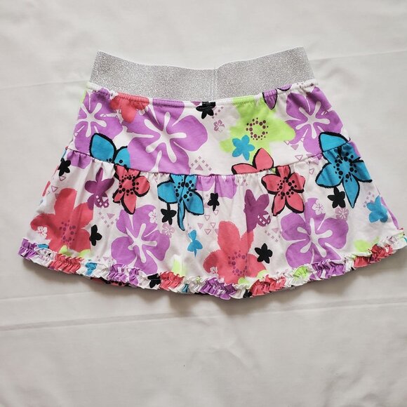 Basic Editions Kids Girls Floral Glitter Waistband Ruffle Hem Skirt Sz M/M (7/8) - Picture 6 of 12